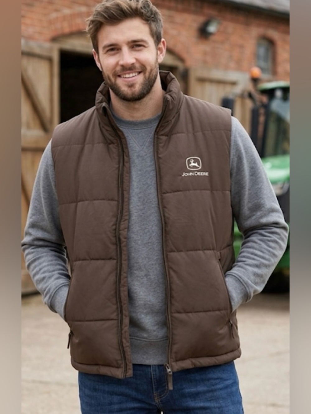 John Deere Men's Brown Puffer Vest Size XL NWOT